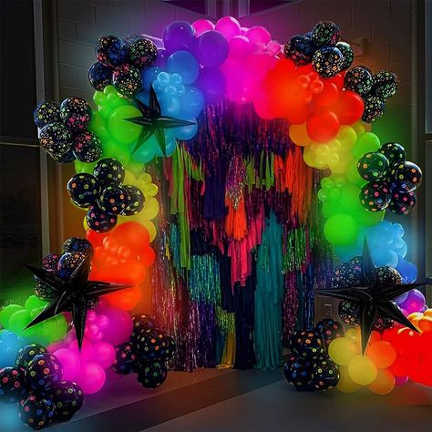 Amazon.com: 165Pcs UV Neon Balloon Arch Garland Kit for Glow in the Dark Party Decorations,UV Black Light Luminous Fluorescent Rainbow Balloons for Let's Glow Birthday Wedding Back to 80s 90s Disco Party Decor : Home & Kitchen