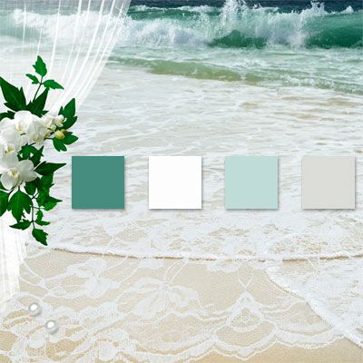 Beach wedding color palette with gorgeous teal and mint in combination with pristine white and sandy colors ... #weddingcolorpalette #weddingcolors #colorpalette #weddingcolor #color #weddingplanning #bridal Ocean Wedding Theme Color Palettes, Beach Wedding Mint Green, Sea Foam Wedding Colors, Beach Wedding Colour Palettes, Seafoam Wedding Colors, Seaglass Green Wedding, Fall Beach Wedding Colors, Seafoam Green Color Palette, Mint Wedding Colors