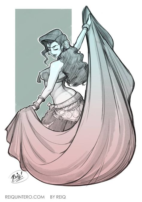 Dance Tattoo, Dancer Drawing, Bd Art, Dancing Drawings, Dancers Art, Belly Dancer, Dance Art, Belly Dancers, A Drawing