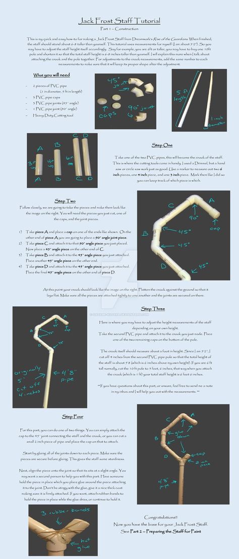 So I have been getting a lot of questions on how I made the Jack Frost Staff (not all of them on DA), and I was planning on perhaps selling it on etsy, but due to the work involved if I get more th... Cosplay Staff Tutorial, Jack Frost Staff, Cosplay Staff, Staff Tutorial, Jack Frost Costume, Jack Frost Cosplay, Diy Cosplay, Jack Frost And Elsa, Fitness Shirts