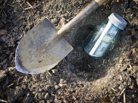 Buried Treasure - hiding money. A mason jar full of money found in the backyard , #AFF, #mason, #jar, #full, #money, #Buried #ad Hiding Money, Hide Money, Buried Treasure, Word Pictures, Garden Trowel, Mason Jar, Garden Tools, Mason Jars, Royalty Free Stock Photos