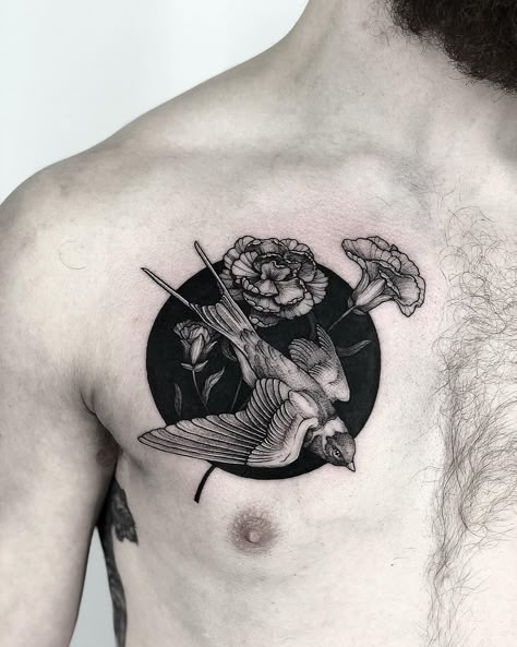 Bird Chest Tattoo, Cool Tattoo Ideas For Men, Nightingale Tattoo, Chest Tattoo Cover Up, Cool Tattoo Ideas, Crow Tattoo Design, Water Tattoo, Bird Tattoos, Wild Tattoo