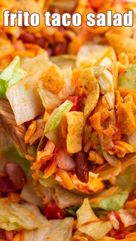 No Meat Taco Salad, Frito Pasta Salad, Family Gatherings Ideas, Sides For Family Gatherings, Frito Catalina Salad Recipe, Taco Salad No Meat, Frito Salad With Catalina Dressing, Taco Salad With Fritos, Fritos Taco Salad