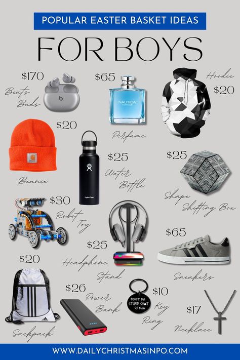 Gift guide for Popular Easter Basket Ideas for Boys. Showcasing a bunch of budget-friendly Easter basket ideas for teen boys such as cool tech gadgets, rugged backpacks, and sturdy water bottles. Easter Basket Ideas For Boys, Latest Tech Gadgets, Easter Basket Ideas, Gifts For Teen Boys, Christmas Gifts For Boys, Christmas Baskets, Christmas Inspo, Stylish Backpacks