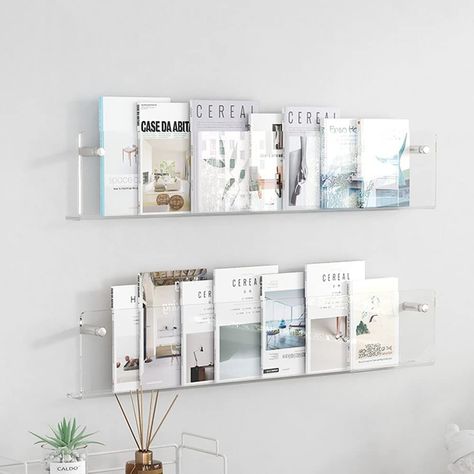 PRICES MAY VARY. 【Product contains】Set Of 2 clear acrylic book shelf,shelves for wall decor 【Dimensions】22.4x6inch(57x15cm),thickness：5mm acrylic wall shelf，Net weight: g（ lbs） 【Easy Assembly】The lightweight and sturdy acrylic wall shelf come with all screws and wall anchors needed for easy installation. Note: Shelf has protective films on both sides. Protective films are opaque, a cloudy color. Please peel them off before use 【Quality materiald】These Wall-Mounted Shelves are made of very durabl Waiting Room Living Room, Kids Book Display, Book Display Shelves, Acrylic Wall Shelf, Hanging Bookshelves, Book Display Shelf, Book Organizer, Brochure Holders, Shelves Wall