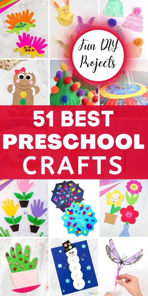 Are you looking for fun DIY Preschool crafts that promote creativity and fine motor skills? From handprint crafts to recycled craft projects and seasonal kids activities, there is something for every occasion. Encourage your children’s artistic side with painting and paper crafts. These easy crafts for kids are perfect for toddlers and preschoolers and will keep them entertained for hours! Try out these preschool crafts today and make learning fun! Toddler Paper Crafts, Fun Preschool Crafts, Easy Preschool Crafts, Prek Crafts, Easy Toddler Crafts, Diy Preschool, Construction Paper Crafts, Art Activities For Toddlers, K Crafts