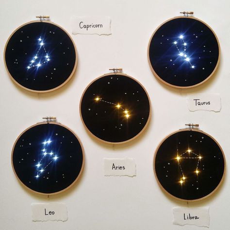 Constellation Embroidery, Kerajinan Diy, E Textiles, Star Constellations, Embroidery Works, 자수 디자인, Zodiac Constellations, Hand Embroidery Art, Cool Ideas