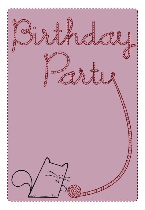 Birthday Party Cat - Free Printable Birthday Invitation Template | Greetings Island Cat Birthday Party Invitations, Cat Birthday Invitations, Cat Invitations, Birthday Invitation Design, Cat Themed Birthday Party, Party Cat, Girls Birthday Party Decorations, Greetings Island, Free Printable Birthday Invitations