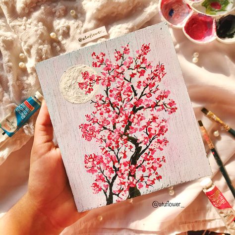 Blossoms Painting, Floral Acrylic Painting, Disney Canvas Art, Cherry Blossom Painting, Sky Art Painting, Psychadelic Art, Art Painting Tools, Desktop Wallpaper Art, Acrylic Painting Tips