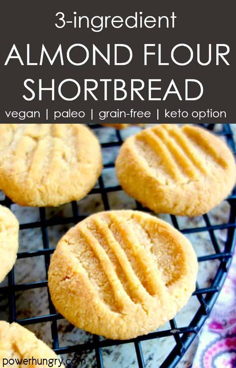 Almond Flour Shortbread Cookies {3 Ingredients, Vegan, Paleo, Keto} Almond Flour Shortbread Cookies, Almond Flour Shortbread, Dolce Poche Calorie, Glutenfri Baking, Almond Flour Cookies, Almond Flour Recipes, Recetas Keto, Power Hungry, Vegan Keto