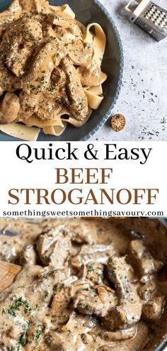 This quick beef Stroganoff recipe with tender, juicy slices of rump steak, mushrooms and sour cream is so delicious and takes just under 20 minutes to make - perfect for when you want something special but are short on time. #quickbeefstroganoffrecipe #beefstroganoffrecipewithcream #beefstroganoffrecipeeasy #beefstroganoffrecipeuk Rump Steak Recipes, Steak Stroganoff, Steak With Onions, Best Beef Stroganoff, Beef Rump, Creamed Beef, Beef Stroganoff Recipe, Beef Stroganoff Easy, Steak Pasta