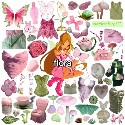 Winx Aestethic Outfits, Flora Winx Outfit Ideas, Flora Winx Club Outfit Inspired, Flora Winx Club Outfit Halloween, Winx Outfit Ideas, Winx Club Outfits Flora, Flora Winx Club Aesthetic Outfit, Winx Club Outfits Costumes, Winx Club Moodboard