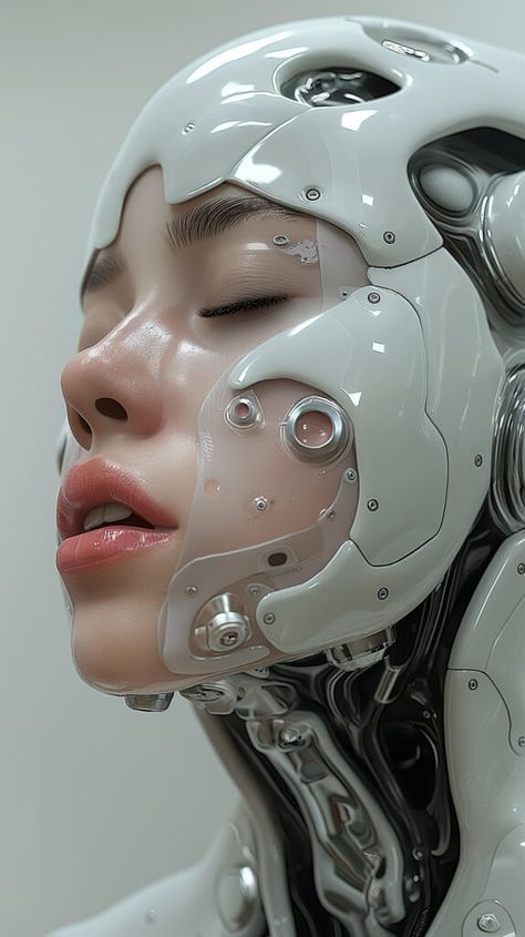 Robot Aesthetic, Cybernetic Enhancements, Bio Technology, Female Portrait Photography, Android Art, Tech Girl, Cyborgs Art, Android Robot, Arte Cyberpunk