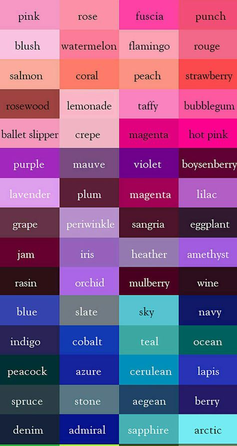 All Types Of Colors, Types Of Purple Color Shades, Colors Names Chart Shades, Different Shades Of Colors, All Colours Name Chart, Purple Dress Color Combination, Types Of Colours And Names, Every Color In The World, Colour Names Charts