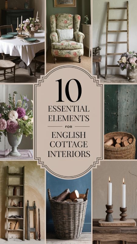 10 Essential Elements for English Cottage Interiors English Country Shabby Decor, Vintage English Cottage Decor, British Cottage Decor, Cottage Charm Interior, English Cottage Couch, English Christmas Cottage, Natural Home Decor Ideas, Christmas English Cottage, Sophisticated Cottage Interiors