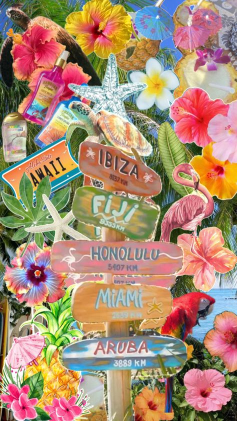 Tropical Aesthetic Summer Vibes, Tropical Mood Board, Tropical Posters, Tropical Core, Wallpaper Preppy, Preppy Wallpapers, Iphone Wallpaper Preppy, Tropical Poster, Summer Board