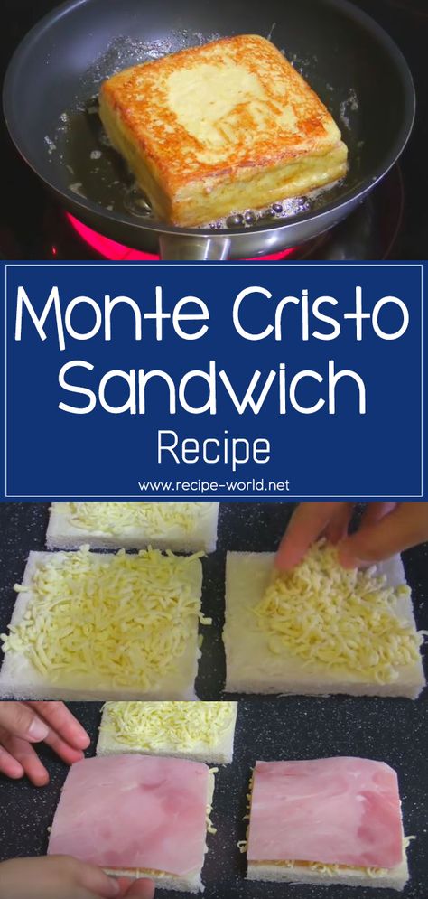 Monte Cristo Sandwich Recipe, Sandwich Recipe Videos, French Toast Sandwich, Savoury French Toast, Crisco Recipes, Monte Cristo Sandwich, Best Sandwich Recipes, Panini Recipes, Sandwich Bread Recipes