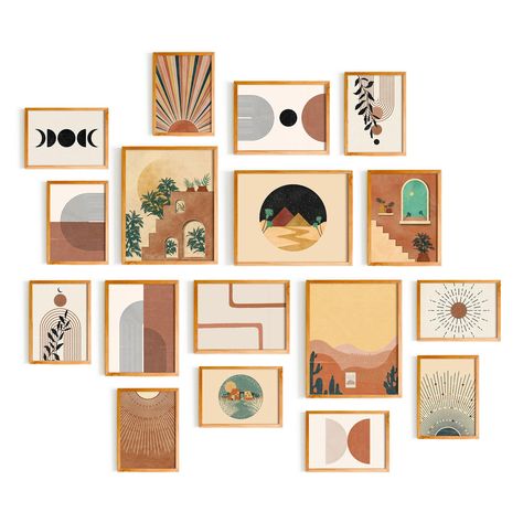 PRICES MAY VARY. Our set of 17 pcs wall art come in standard sizes: 10 pcs 5"x7", 4 pcs 6"x8" and 3 pcs 8"x10", making them easy to frame and display on your walls as soon as they arrive. Transform your walls into an art gallery with our collection of high-quality prints and posters that will elevate your space and bring it to life Create Your Dream Boho Home: Explore a Wide Range of Boho Decor, from Boho Wall Decor to Boho Kitchen Wall art - Perfect for Adding a Touch of Bohemian Style to Any S Boho Wall Decor Pictures, Western Living Room Art, Boho Rattan Wall Decor, Neutral Living Room Art, Earthy Boho Decor, Boho Academia Decor, Midcentury Modern Wall Decor, Boho Living Room Wall Decor Ideas, Boho Bedroom Wall Art