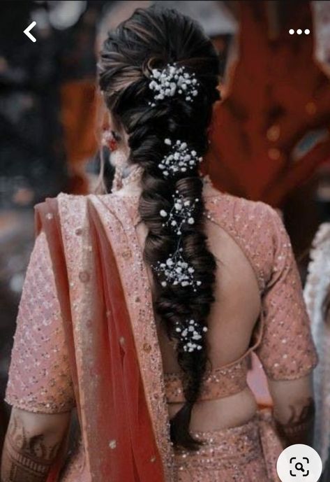 Hair Braids Traditional, Braids Hairstyles On Lehenga, Braid Traditional Hairstyle, Fish Tail Hairstyles Wedding Indian, Braid Hairstyle On Lehenga, Dandiya Hairstyle For Bride, Braids For Lehenga, Messy Hairstyles For Long Hair Wedding Indian, Traditional Hairstyle For Lehenga