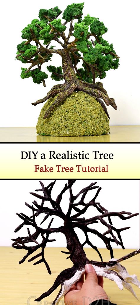 DIY Realistic Tree | Diorama In this tutorial, I show you how to make a tree using mainly Wire Craft and a Paper Clay. It’s fun to make and you can use it in other creation. Making Trees For Diorama, Tree Diorama Diy, 3d Tree Craft How To Make, Mini Trees Diy, How To Make A Tree Out Of Clay, How To Make Fake Trees Diy, How To Make A 3d Tree, Diy Miniature Tree, Diy Fake Tree How To Make