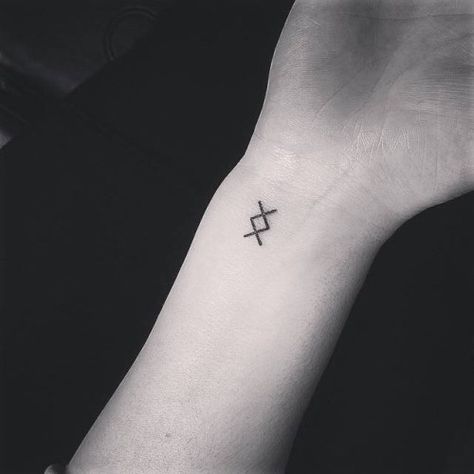 Rune Wrist Tattoo, Where There Is A Will There Is A Way Tattoo, Inguz Rune Tattoo, Rune Inguz, Inguz Tattoo, Delicate Tattoos For Women, Matching Friend Tattoos, Good Tattoo Quotes, Evil Eye Tattoo