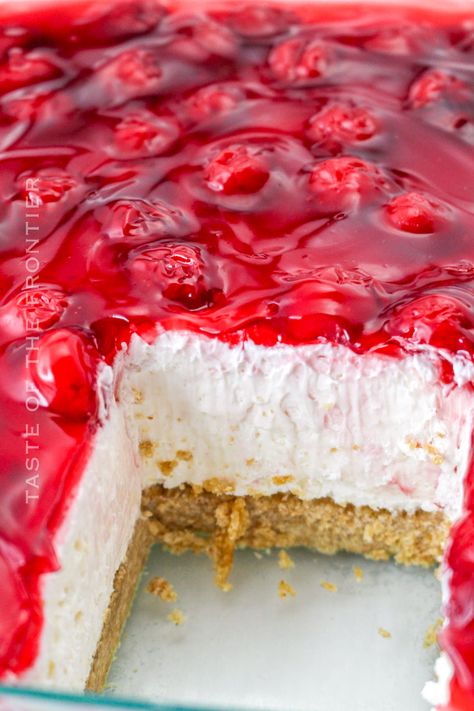 No Bake Cherry Delight 12 Tomatoes, Cherry Cheese Delight, Cherry Pudding Dessert, Cherry Delight Dessert 9x13, Cherry Desert Ideas, Cherry Cheesecake Delight, Classic Cherry Delight Recipe, Cherry Dream Dessert, Cherry Yum Yum Recipe Easy