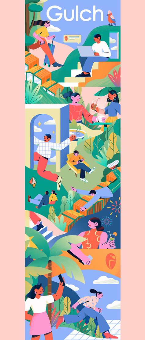 Flat Graphic Illustration, Team Illustration Design, Flat Illustration Landscape, Fundraising Illustration, Flat Illustration Poster, Illustration Styles Inspiration, Timeline Illustration, Surprise Illustration, Wellness Illustration