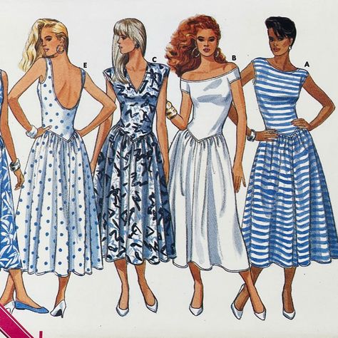 Basque Waist Dress Pattern, Sewing Dress Patterns Free, Bedsheet Dress, Drop Waist Dress Pattern, Dropped Waist Dress, Neckline Variations, Dress Sewing Patterns Free, Casa Retro, Basque Waist