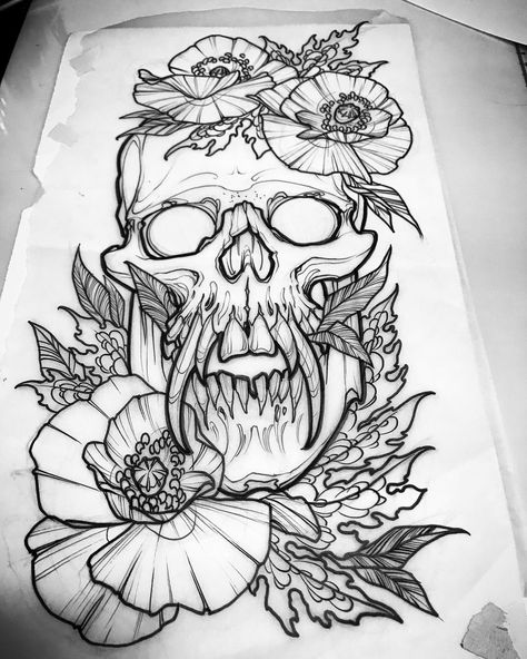 Poppy Skull Tattoo, Vampire Skull Tattoo, Wren Tattoo, Poppy Tattoos, Vampire Tattoo, Vampire Skull, Poppies Tattoo, Flash Sheet, Foot Tattoo