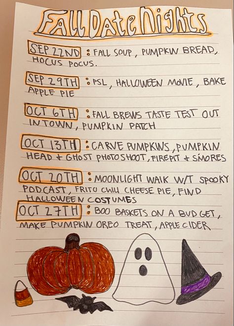 Fall date ideas. Spooky dates. Boo basket. Halloween aesthetic Halloween Friend Date Ideas, Halloween Stuff To Do With Boyfriend, Fall Crafts Couples, Spooky Szn Couples, October Ideas For Couples, Fall Gift For Boyfriend, Date Night Halloween, October Date Ideas At Home, Halloween Couple Date Night