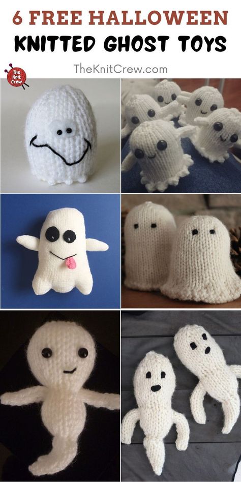 Free Ghost Knitting Patterns, Free Knitting Patterns For Halloween, Knit Ghost Pattern Free, Knitted Halloween Ghosts, Loom Knit Ghost, Knitted Ghost Pattern, Knitting Patterns Halloween, Ghost Knitting Pattern, Knitted Ghost Free Pattern