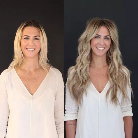 Hair Before And After, Extensions Before And After, Blonde Hair Extensions Before And After, Extension Styles, Nbr Extensions, Natural Beaded Rows, Hair Extensions Before And After, Luxy Hair, Extension Hair