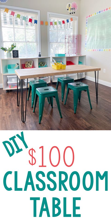 Brave Learner Art Table, Diy Preschool Table, Classroom Diy Furniture, Classroom Table Makeover, School Table Ideas, Diy Homeschool Table, Build A Table Diy Simple, Diy Homeschool Desk, Classroom Tables Instead Of Desks