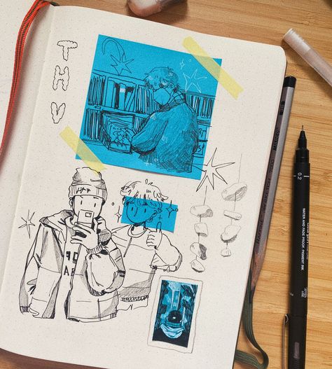 ingrid ⁷ on Twitter: "thv & rkive… " Cool Sketchbook Pages, Cool Sketchbook, Aesthetic Sketchbook, Sketchbook Idea, Sketchbook Spread, Spiderman Art Sketch, Sketchbook Inspo, Bullet Journal Aesthetic, Magazine Layout Design