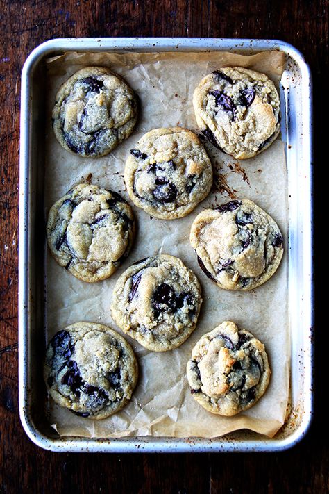 These cookies, soft and chewy chocolate chip cookies, still happen to be my favorite, chocolate chip or otherwise, a decade after first making them. These cookies might help when you're snowed in. I can't think of a better way to pass the time. // alexandracooks.com Baked Chocolate Chip Cookies, Salt Cookies, Soft Chewy Chocolate Chip Cookies, Sea Salt Cookies, Chewy Chocolate Chip, Chewy Chocolate Chip Cookies, Easy Cookies, Sweets Treats, Just Desserts