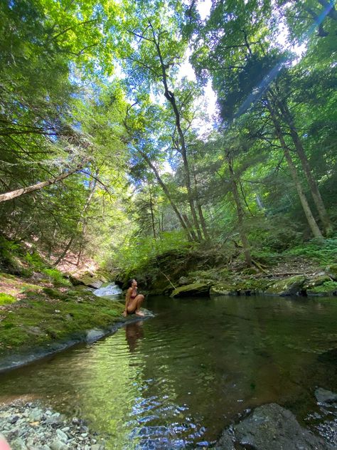 Swimming Creek Aesthetic, Camping By The River, Swimming In Nature, Creek Aesthetic Nature, River Pictures Ideas Summer, Creek Swimming Aesthetic, Cute River Pictures, Aesthetic River Pictures, River Asthetic Picture