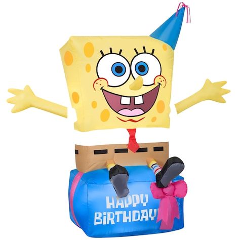 "Buy the 3.5ft. Airblown® Inflatable Spongebob on Birthday Present at Michaels. com. Happy Birthday from SpongeBob SquarePants! Fans of the show will love this Airblown Inflatable SpongeBob SquarePants sitting on top of a birtday gift! Happy Birthday from SpongeBob SquarePants! Fans of the show will love this Airblown Inflatable SpongeBob SquarePants sitting on top of a birtday gift! Accented with a party hat, our SpongeBob SquarePants inflatable will make a splash at your SpongeBob birthday cel Spongebob Birthday Party, 25th Birthday Parties, Spongebob Party, Spongebob Birthday, 25th Birthday, Party Hat, Spongebob Squarepants, 5th Birthday, Birthday Present