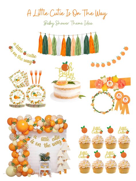 What A Cutie Baby Shower Theme, My Little Cutie Baby Shower Theme, Theres A Cutie On The Way, A Cutie Is On The Way Gender Reveal, Baby Shower Little Cutie Theme, Lil Cutie Gender Reveal, Lil Cutie Baby Shower Theme Decor, Cutie Baby Shower Theme Orange, Cutie Baby Shower Table Setting