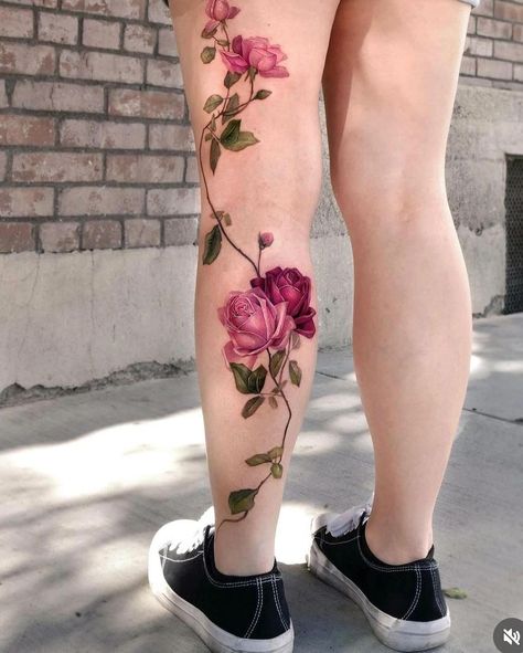 VISM STUDIO (@vismstudio) • Instagram photos and videos Rose Vine Tattoos, White Rose Tattoos, Rose Tattoo Ideas, Rose Vine, Vine Tattoos, Gorgeous Tattoos, Leg Tattoos Women, Rose Vines, Rose Tattoo Design