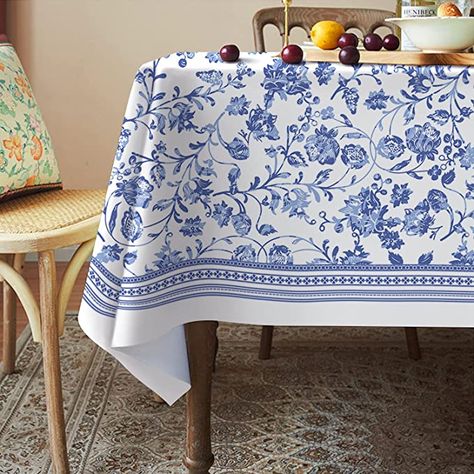 French Country Tablecloths, Rustic Tablecloth, Rustic Tablecloths, French Tablecloths, Blue Tablecloth, Outdoor Tablecloth, Tablecloth Sizes, Farmhouse Decoration, Rectangle Tablecloth