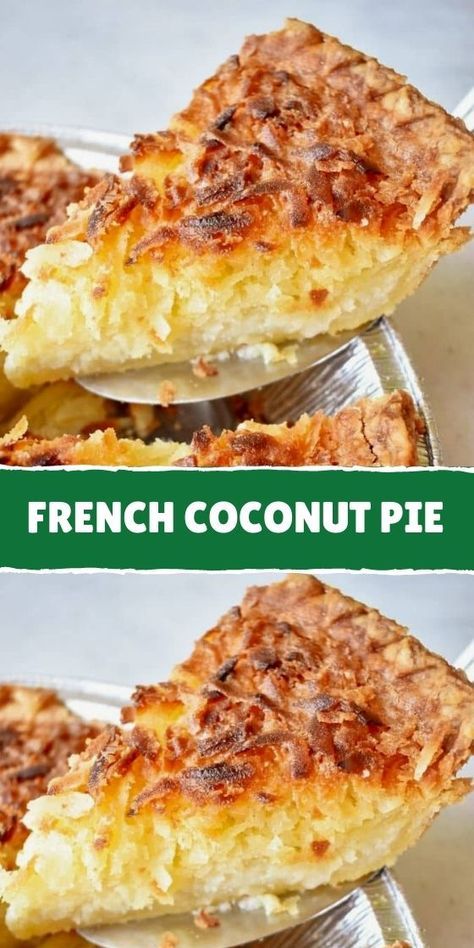 HOMEMADE FRENCH COCONUT PIE RECIPE French Coconut Pie Recipe Paula Deen, Coconut Pie Recipe Easy, French Coconut Pie Recipe, Recession Recipes, Coconut Custard Pie Recipe, Easy Pie Recipe, Greek Pastry, Coconut Creme Pie, French Coconut Pie