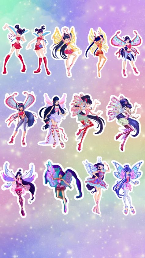 Musa winx transformations (p.s I will do the world of winx and season 8 transformations of the winx once I did all the other ones of them) Musa Transformation, World Of Winx Musa, Winx Transformations, Wind Club, Winx Musa, Lilac Aesthetic, Musa Winx, Las Winx, Klub Winx