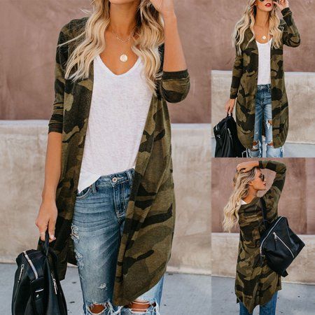 f016e59c7ad8b1d72903bb1aa5720d53desc34924994ri Camo Jacket Outfits, Camo Jacket Outfits For Women, Camouflage Coat, Women Long Cardigan, Warrior Women, Women Costumes, Long Sleeve Coat, Camo Jacket, Long Sleeves Coats