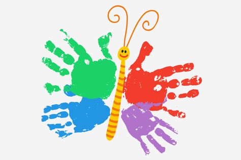 Hand Print Butterfly Handprint Art Kids, Handprint Butterfly, Hand Print Art, Baby Footprint Art, Butterfly Colorful, Crafts For Preschoolers, Aktiviti Kanak-kanak, Toddler Arts And Crafts, Hand Prints