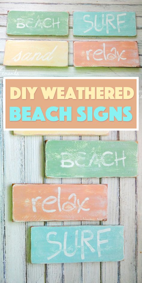 These DIY beach signs are a gorgeous addition to your coastal decor. Make these beach signs yourself with these simple instructions. Beach Signs Diy, Beach Signs Wooden, Diy Home Decor For Apartments, Diy Beach Decor, Beachy Colors, Beach Diy, Beach Cottage Style, Nautical Home, Beach Bathrooms