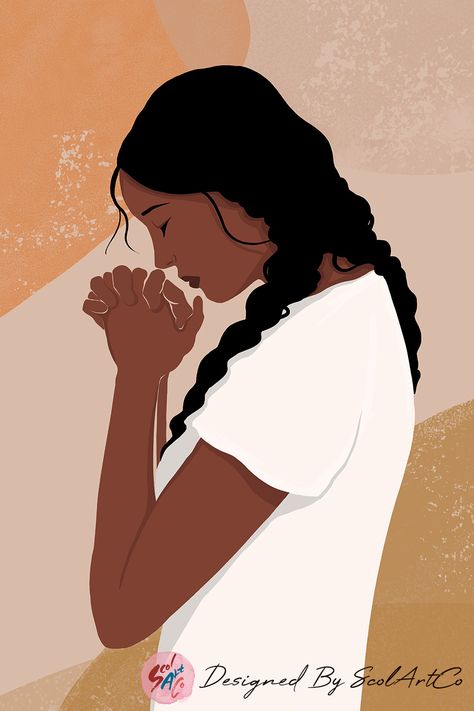 Black Praying Woman, Praying Black Woman Aesthetic, Woman Praying Art, Black Women Praying, Thankful Illustration, Pray Illustration, Woman Praying Images, Praying Aesthetic, Black Women Illustrations