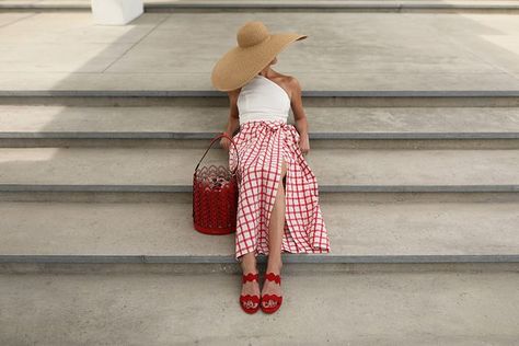 VACATION SHOP // CHECK CHECK Blair Eadie, Simple Summer Dresses, Atlantic Pacific, Hat Day, Check Skirt, Fashion Sites, Summer Blue, Summer Accessories, Looks Style