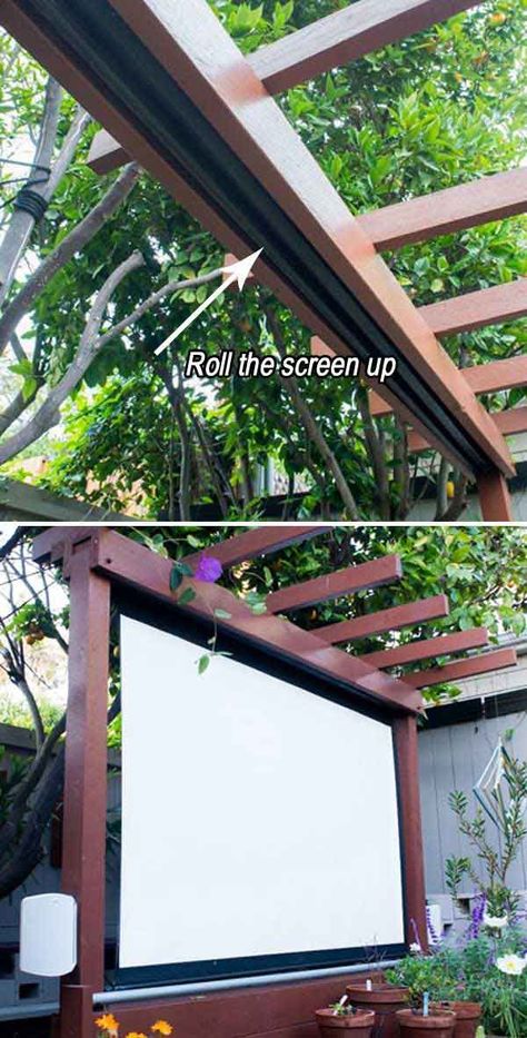 Pergola Wood, Backyard Movie, Landscape Designs, Backyard Diy Projects, Have Inspiration, Movie Screen, Outdoor Movie, Shade Structure, Summer Weather