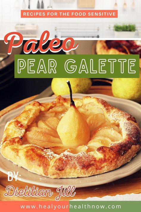 This multi-layered Paleo dessert is OUT-OF-THIS WORLD DELICIOUS! A sweet combination of pears, walnuts, and maple syrup, this pear galette is worth the trouble ... AND the wait. . #paleodesserts #paleogalettesavory #paleopeargalette #paleorecipes #paleogalettecrust Rustic Pie, Pear Galette, Pear Dessert Recipes, Tart Crust Recipe, Pear Dessert, Easy Clean Eating Recipes, Galette Recipe, Sliced Pears, Pear Recipes