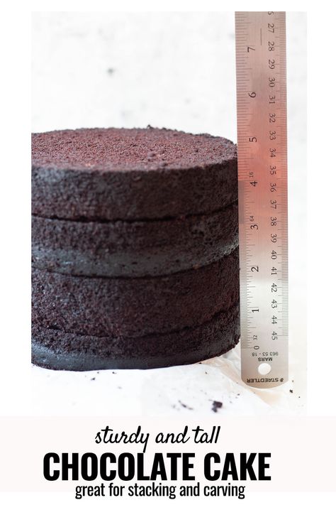 A chocolate cake recipe that is so incredibly easy to whip up and makes the most fluffy, chocolatey cake ever! What makes this cake extra special is that it is sturdy enough for stacking without sacrificing flavor and texture. Great for wedding cakes and other special occasion cakes. Vanilla version recipe is also at SpoonfulOfButter.com Cake Recipe For Stacking, Chocolate Cake For Stacking, Cake For Stacking, Chocolate Wedding Cake Recipe, Wedding Cake Chocolate, Fluffy Chocolate Cake, Amazing Chocolate Cake Recipe, Diy Wedding Cake, Chocolate Wedding